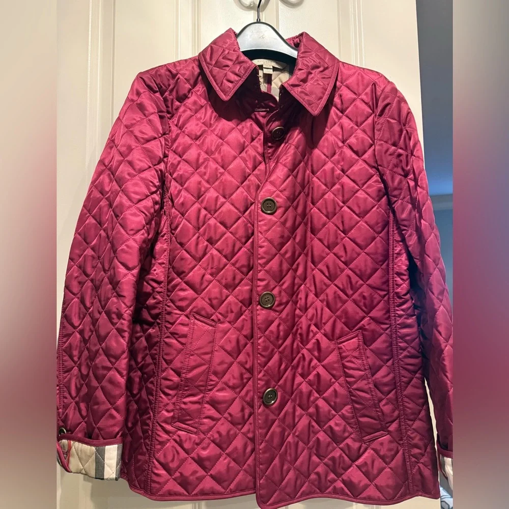 Women’s Burberry jacket. Like new. Magenta / burgundy color. Size XL - Picture 1 of 8